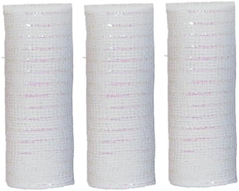 Decorative Mesh Rolls for Decorating and Crafting (3 Rolls, White)