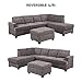 Casa Andrea Milano 3pc Modern Reversible Grey Charcoal Sectional Sofa Couch with Chaise and Ottoman