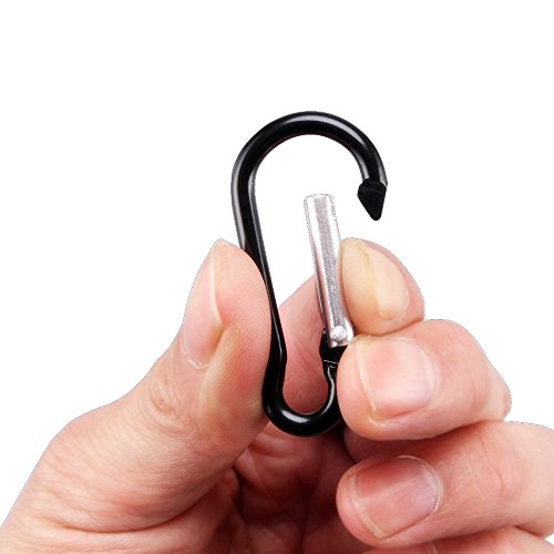 100pcs Aluminum Carabiner Spring Clip Hook Keychain Buckle Pack Bulk for Camping Hiking Rv Fishing Traveling Backpack Bottle, Black