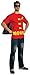 Rubies Men's DC Comics Robin Costume T-shirt With Cape and Mask for Themed Parties and Halloween, Red, Medium