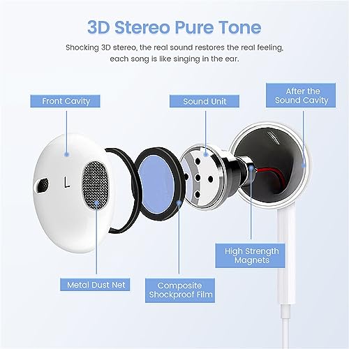 2 Pack Earbuds iPhone Wired Lightning Headphones [MFi Certified](Built-in Microphone & Volume Control) Noise Isolating Headset Compatible with iPhone 14/13/12/11 Pro Max/Xs Max/XR/7/8 Plus