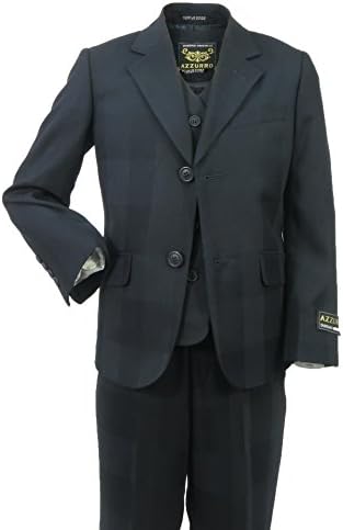 Azzurro Big Boys Formal 3-Piece Designed Suit Plaid 12