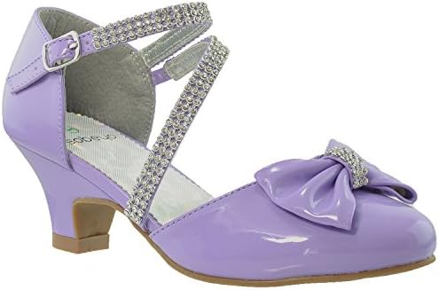 SOBEYO Girl's Dress Shoes High Heeled Sandals Rhinestone Bow Accent Kitten Kids Heels SBO-KSH-47