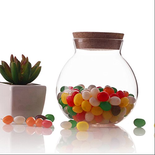 TOPWEL 500 Ml (17 Fl Oz) Round Clear Glass Favor Jar Storage Jar, with Cork Stopper - Thumbnail 3