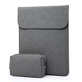 HYZUO 15 Inch Laptop Sleeve Water Resistant Case Compatible With New MacBook Pro With Touch Bar 2016 2017 2018 15.4 Inch/MacBook Pro Retina Faux Suede Leather Bag With Carrying Pouch