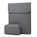 HYZUO 15-15.4 Inch Laptop Sleeve Case for 15 Inch New MacBook Pro with Touch Bar 2016 2017/Macbook Pro Retina Water Resistant Protective Cover with Small Carrying Bag, Faux Suede Leather-Dark Gray