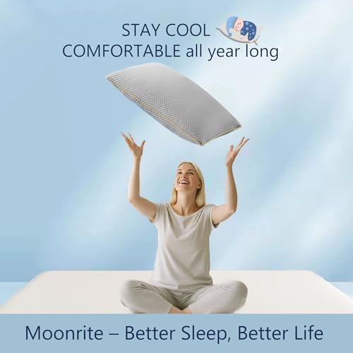 Moonrite King Cooling Pillows 2 Pack,Shredded Memory Foam Pillow 50x90cm | Adjustable Bed Pillows for Side/Back/Stomach Sleepers, Removable Washable Breathable Cover,Grey