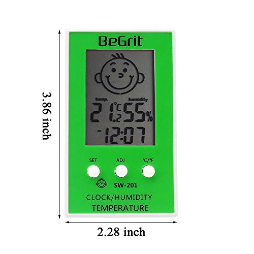 BeGrit Camera termometro per Il Bambino in Camera di Temperatura di umidit¨¤ Monitor Digital Facile istantanea Leggi con Smile/Sad Icona Emotion Verde