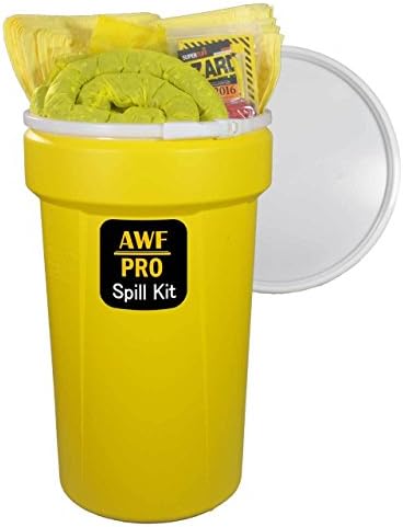 55 Gallon Hazardus Spill Kit Includes Lever Lock Drum 50 Spill Pads 15"x19",6 Socks 3"x8',8 Pillows 18"x18",Safety Goggles,Chemical Gloves,Emergency Response Guidebook,Disposal Bags, Spill Sign