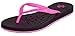Showaflops Womens' Antimicrobial Shower & Water Sandals for Pool, Beach, Dorm and Gym - Black/Pink Long Heart 7/8