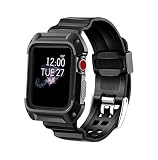 MAIRUI Compatible with Apple Watch Band Case 42mm Wristband Strap Rugged Protective Replacement for Apple Watch iWatch Series 3/2/1, Sport/Edition (Black)