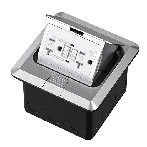 KYHSHJ Pop Up Floor Electrical Outlet with 20 Amp Stainless Steel GFCI ...