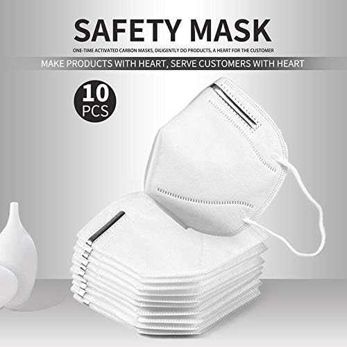 FFP2 Mask 10Pack, Safety Face Mask Disposable Anti Pollution Mask 5 Layer Air Filter Unisex Outdoor Construction DIY Home