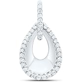 Jewels By Lux Sterling Silver White-Tone 1/4 Ctw Natural Diamond Pear Pendant