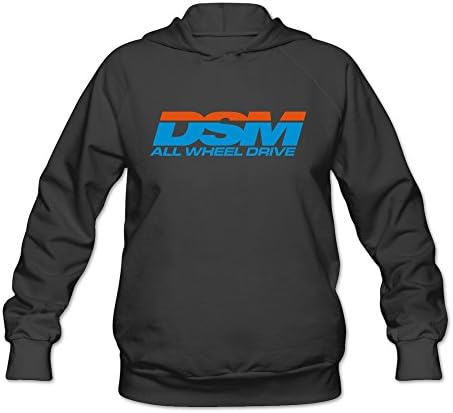 Women's DSM All Wheel Drive (Diamond Star Motors) Long Sleeve Hooded Sweatshirt XX-Large Black