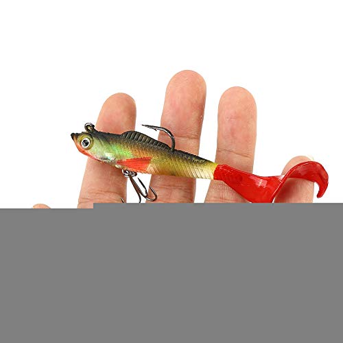 Zer One 4pcs / Set 9cm Leurre De Pêche, Lifelike Big Bass Shad Bait Doux Leurres En Plastique Appâts De Pêche Lumineux Avec Crochets Attirail De Pêche