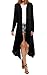 Meaneor Women Long Cardigan Open Front Drape Lightweight Maxi Duster Sweaters Long Sleeve High Low Hem Fall Coat,Black,L