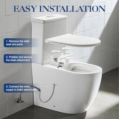 Non-Electric Toilet Bidet Sprayer with Retractable and Self-Cleaning Dual Nozzle, Portable Cold Water Bidet with Pressure Control, Front and Rear Cleaning (TT17NA)