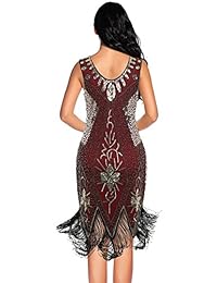 Vestido con solapa para mujer Vestido de Gatsby con lentejuelas y flecos de lentejuelas de 1920