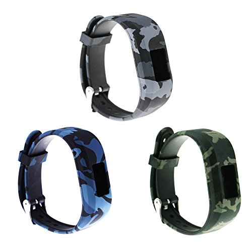 RuenTech Large bands For Vivofit 3/Vivofit JR/Vivofit JR 2[Printing Patterns Style] Replacement Soft Silicone Adjustable Wristbands Strap For Garmin Vivofit 3 and Vivofit jr/jr.2 (3-Pack-A)