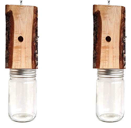 Mac's LLC Carpenter Bee Trap Natural Wood with Bark Set of Two