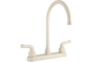 Dura Faucet DF-PK330HC-BQ RV J-Spout Kitchen Sink Faucet (Bisque Parchment)