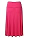 FLORIA Women's Solid Lightweight Knit Elastic Waist Flared Midi Skirt (S-3XL)