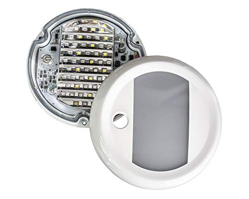 OZ-USA 5" Round Red White Blue LED Color Changing Dome Light Touch Sensor Switch Lighting Fixture Interior Exterior Marine RV Truck Boat Wheelhouse Trailer 12v 24v