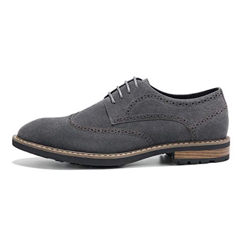 Men's Suede Leather Oxford Shoes Casual Lace up Dress Shoes Grey 8.5