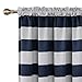 Deconovo Navy Blue Striped Room Darkening Curtains Rod Pocket Nautical Navy and Greyish White Striped Curtains for Kids Room 52W X 63L Navy Blue 2 Panels