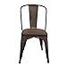 Purenity Metal Stack-Able Industrial Chic Dining Bistro Cafe Side Chairs, Outdoor and Indoor, Wood Seat, Set of 4
