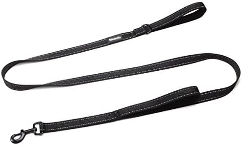 Sindello Heavy Duty Reflective Dog Leash - 2 Padded Handles Traffic Handle Leash For Extra Control 6ft Long 1inch Width – Perfect For Medium to Large Dogs (2 Handle Black)