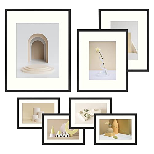 Frametory, Aluminum Picture Frames Set of 7 Black Gallery Wall Kit