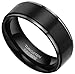 8mm Black High Polish Tungsten Men's Wedding Band Ring in Matte Brush Finish and Comfort Fit Size 6-14