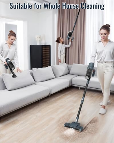 6-in-1 Cordless Vacuum Cleaner, 30,000Pa Strong Suction, 3 Speeds & Up to 40 Mins, 1.5kg Lightweight Stick Vacuum with LED Light, Removable Battery with Wall Mounted, ideal for Home