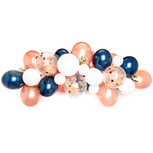 BALONAR Garland Balloons Party Deocrations Chain Supplies Rose Gold Latex Balloon Garland of Assorted Blue Latex Balloon with Pre-Filled Confetti Balloon Party Balloon for Wedding Supplies Ceremony - Thumbnail 2
