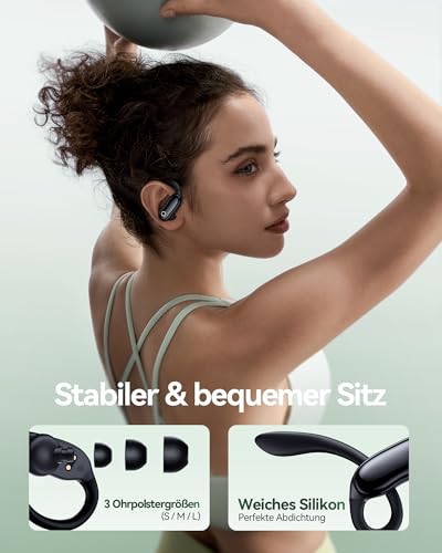 Sports Bluetooth Headphones with Ear Hook, ANC Noise Cancelling & Transparency Mode, 96H Runtime, IPX7 Water Resistant, ENC Microphone, In-Ear Headphones with Secure Hold for Running, Fitness