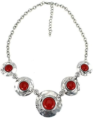 Round Graduated Semi Precious Reconstituted Red Coral Stones Necklace Set
