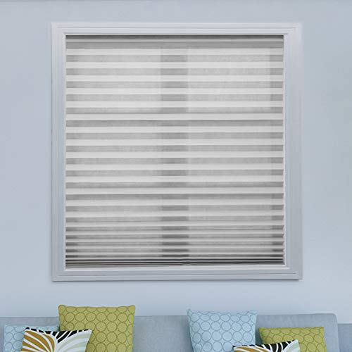 Acholo Grey Easy to install Trim-at-Home Light Filtering Pleated Fabric Shades Blinds Windows 48"x72", 6 pack