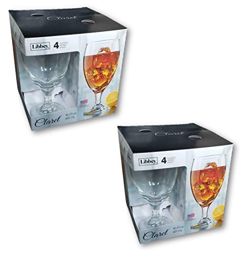 Libbey 16.25oz / 481ml Water Goblet 4-Pc Set, Two Sets of 4 Glasses