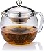 Glass Teapot with Infuser for Blooming and Loose Leaf Tea Pot by Cozyna | Holds 3-4 Cups | Includes Recipe Book