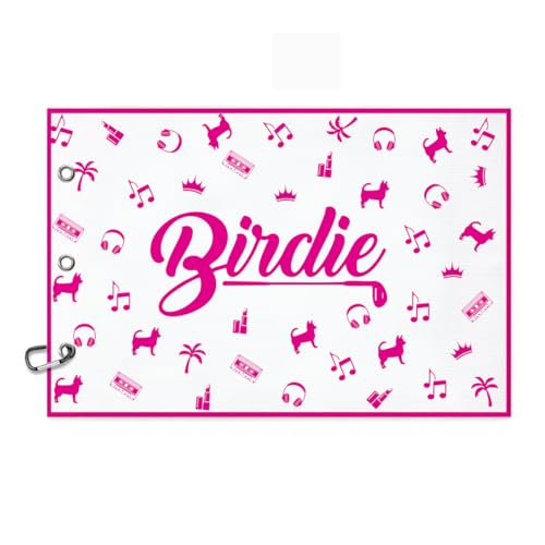 Birdie Pink Golf Towel Funny Microfiber Waffle