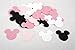 100 Black Pink & White Minnie Mouse Confetti, Paper Birthday Party Decorations