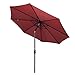 Tourke 9 Ft Patio Umbrella Outdoor Table Umbrella Crank, 8Rids, Push Button Tilt (Wine)