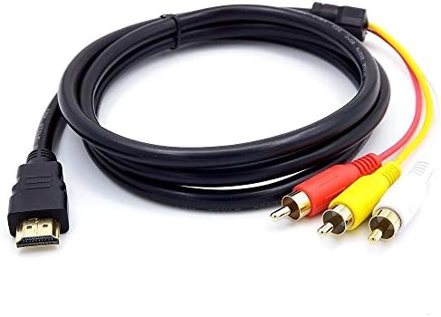 HDMI to RCA Cable, Darrent HDMI Male to 3RCA AV Composite Male M/M Connector Adapter Cable Cord Transmitter (NO Signal Conversion Function), One-Way Transmission from HDMI to RCA 5ft/1.5m