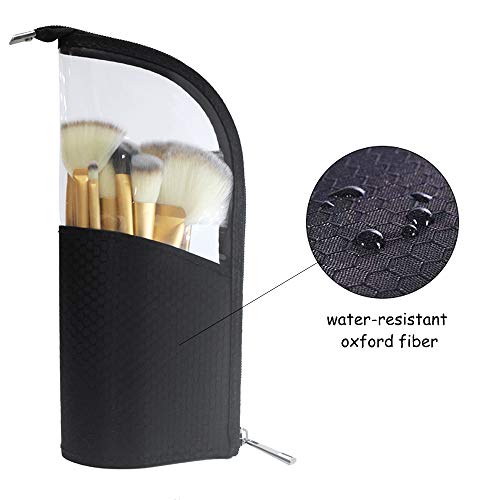 Black Travel Makeup Brush Holder, ANEMEL Pencil Pen Case Organizer Bag Clear Plastic Cosmetic Zipper Pouch Portable Waterproof Dust-Free Stand-Up Small Toiletry Stationery Bag with Divider 4 Black Travel Makeup Brush Holder, ANEMEL Pencil Pen Case Organizer Bag Clear Plastic Cosmetic Zipper Pouch Portable Waterproof Dust-Free Stand-Up Small Toiletry Stationery Bag with Divider