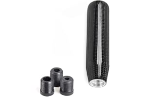muge racing Universal Carbon Fiber Long Shift Knob 130mm Automatic/Manual Gear Shift Knob for Most Vehicles with 3 Adapters