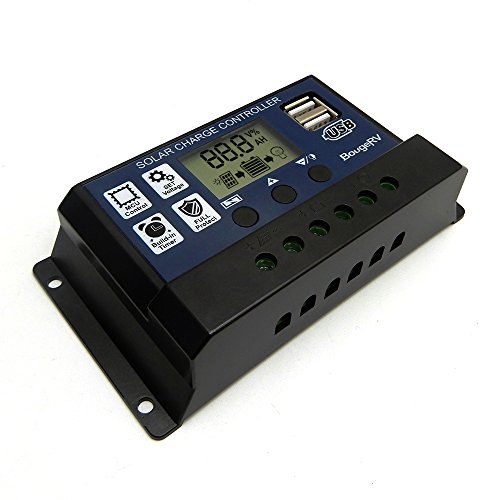 BougeRV 30A Solar Charge Controller Solar Panel Battery Regulator 12V/24V with USB Port Display [ Updated Version ]