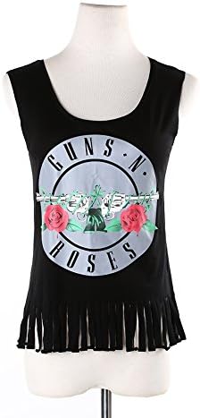 Plusasa Printed Fashion Guns N Roses Classic Casual Tank Top T-shirt (X-Small, Silvery Grey)