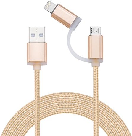 GOPROOF10ft Nylon Braided 8 pin Lightning Cable &amp; Micro USB Cable for Android and IOS Devices Fast-Charging and Data Transmission 2 in 1